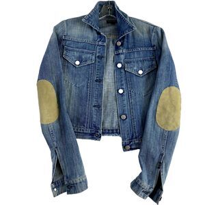 Citizens of Humanity Denim Jacket Women Sz XS Elbow Patches Retro 100% Cotton‎
